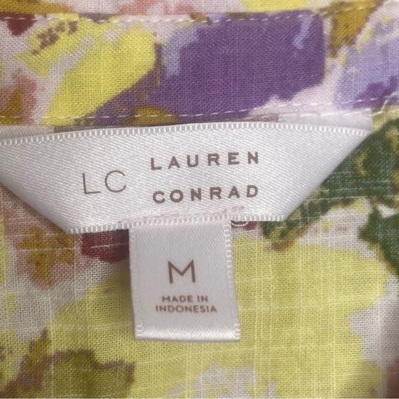 Lauren Conrad Floral Blouse Top Size medium Balloon Sleeves - Picture 4 of 5